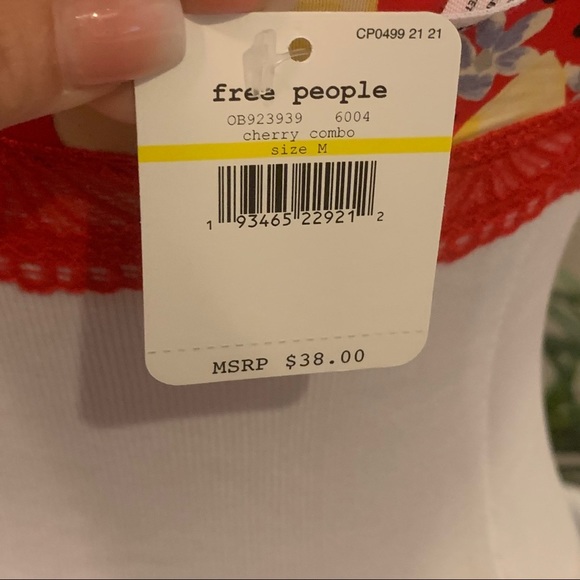 NWT $38 Free People Mari Red Printed Bralette Bra XS S M - Picture 11 of 13
